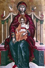 Painting depicting the Virgin enthroned with child