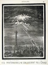Engraving depicting lightening striking the Prussian