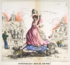 Illustration depicting the death of La France during the Paris Commune, 1871.