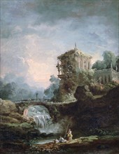 Robert Hubert 'Landscape with Waterfall'
