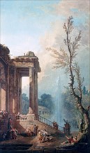 Robert Hubert 'The Portico of a Country Mansion'