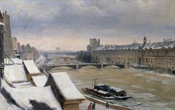 View of the Louvre in Winter'