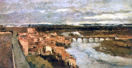 Landscape with Village and Bridge', 1835-1892