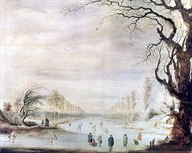 Lijttens, A Winter Landscape with Ice Skaters
