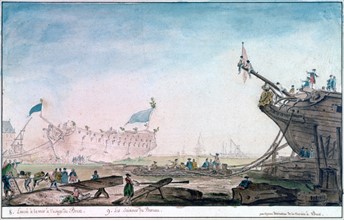 Launching a Ship at Brest', 18th century
