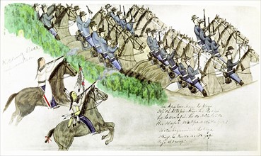 Beginning of the Battle of Little Big Horn River, Montana, 25 June 1876
