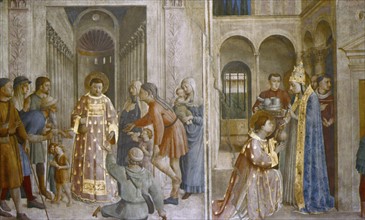Fra Angelico (Guido di Pietro/Giovanni da Fiesole c1400-55) Italian painter. Sixtus II gives church