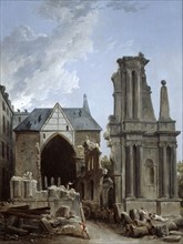 Hubert Robert [French Rococo Era Painter, 1733-1808] Demolition of the Church of Feuillants, 1805