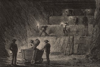 Extraction de minerai d'une mine en Allemagne, 1869