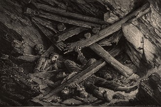 Effondrement de galerie dans une mine, 1885