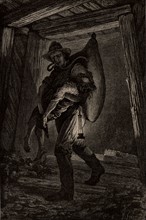 Sauvetage d'un mineur après un accident survenu dans une galerie, 1869