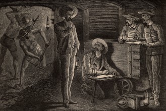 Examen des galeries d'une mine, 1869