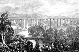 Pont-y-Cysyllte aqueduct on the Ellesmere Canal where it passes through the Vale of Llangollen, Wales