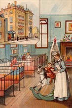 Borwick Ward for children under ten and, inset, Her Majesty's Hospital, Stepney Causeway, London