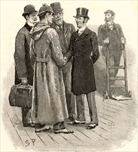 The Adventure of Silver Blaze'. Dr Watson, left, and Sherlock Holmes being greeted at Tavistock