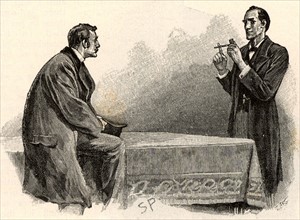 The Adventure of the Yellow Face'.  Holmes explaining to Watson what he has deduced from the pipe