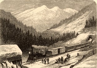 Mail train crossing the Sierra Nevada