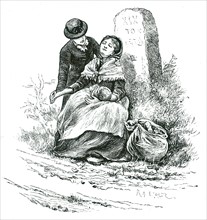 A destitute, unmarried mother found exhausted on her way to the Workhouse with her baby