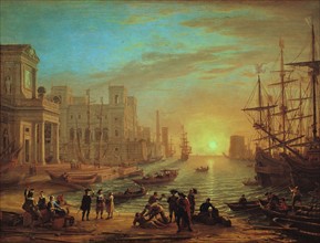 View of a Seaport' or 'Seaport at Sunset', 1639