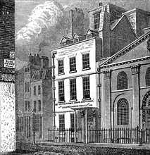Isaac Newton's (1642-1727) house on corner of Orange and St Martin's Streets, London, as it