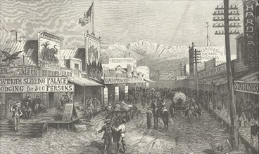 Street scene in an American frontier town c1875
