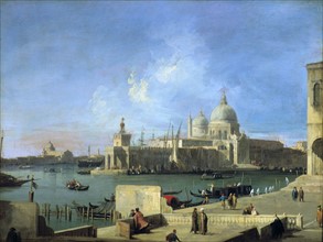 Canaletto, Vue de l'Eglise de la Salute à l'entrée du Grand Canal de Venise