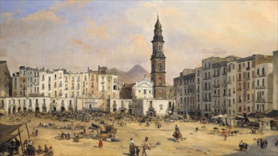 'Piazza del Carmine, Naples' by Jean-Auguste Bard