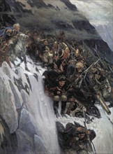 Surikow, Troupes russes dirigées par Suronov traversent les Alpes