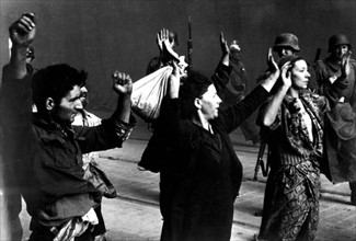 jewish prisoners captured taken during the destruction of the Warsaw Ghetto, Poland, 1943.