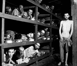 Inmates of the Buchenwald concentration camp, near Weimar, Germany