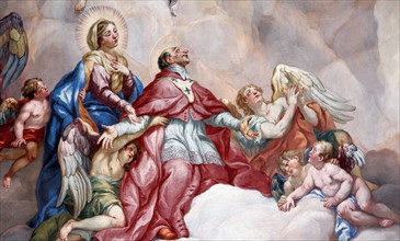 Intercession of Charles Borromeo supported by the Virgin Mary by Rottmayr