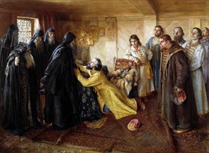 Ivan the Terrible begs to become a Monk by K  Lebedev