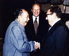 Copy of President Ford  Secretary of State Henry Kissinger  with Mao Tse-Tung, Chairman of Chinese Communist Party, during a visit to the Chairman’s residence