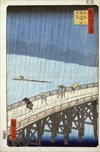Hiroshige, Sudden Shower over Oshashi Bridge and Atake