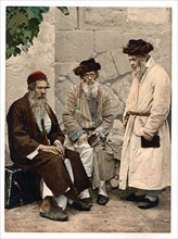 Three elderly Jewish men in Jerusalem, in Palestine