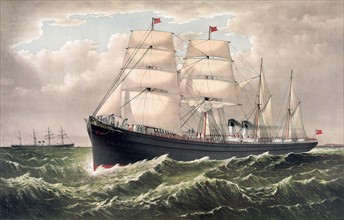 National Line's SS Egypt under sail and steam