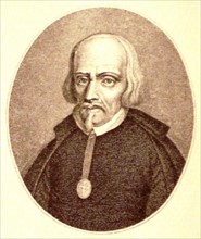 Portrait engraving of Pedro Calderon de la Barca y Henao