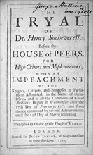 Title page of "The Tryal of Dr Henry Sacheverell"