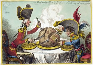 Gillray, The Plum-pudding in danger