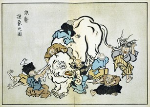 Hanabusa, Des moines aveugles examinent un éléphant