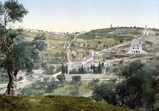 General view of the Mount of Olives and Gethsemane, Jerusalem, Palestine, c1890-c1900.  At this