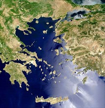Satellite view of the Aegean Sea