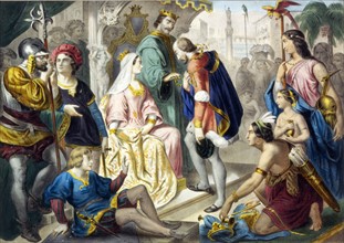 Christopher Columbus greeted by Ferdinand II of Aragon