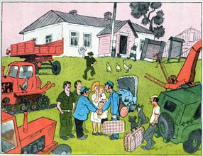 Soviet Russian cartoon satire on state farming