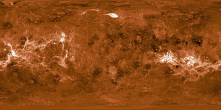 Carte de Vénus construite en superposant trois mosaïques de Magellan