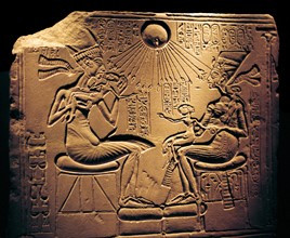 Relief showing Nefertiti and Akhenaten