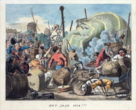 Caricature hollandaise introduisant la montgolfière de 1804
