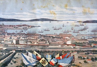View of the French naval port of Toulon