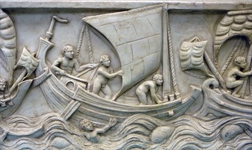 Roman ship with spritsail