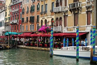 Restaurant and hotel along the frontage of the Grand Canal in Venice